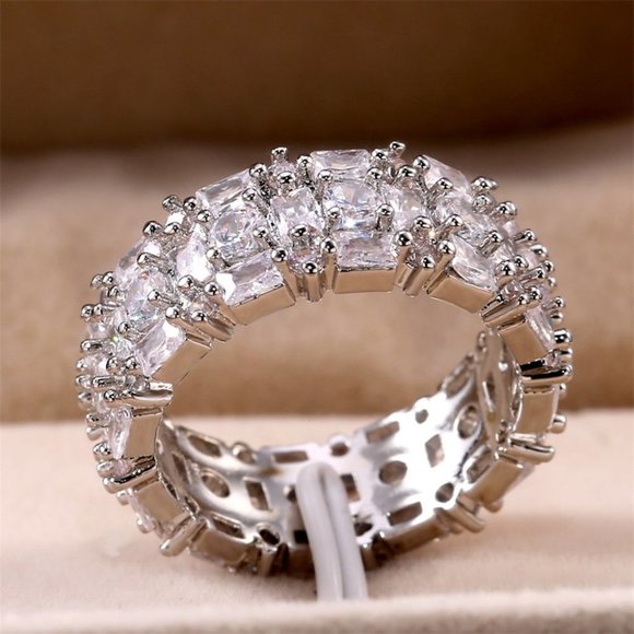 ✨ Fashion Dainty Gems Full Around Zircon Luxury Eternity Rings Women, PD172 - Picture 5 of 9